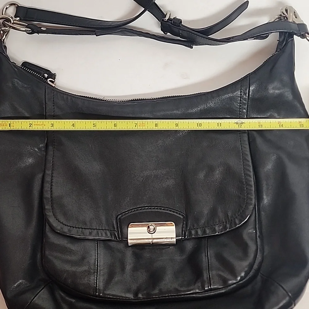 COACH Classic Black soft leather Crossbody Messenger Shoulder Hobo Saddlebag WOW